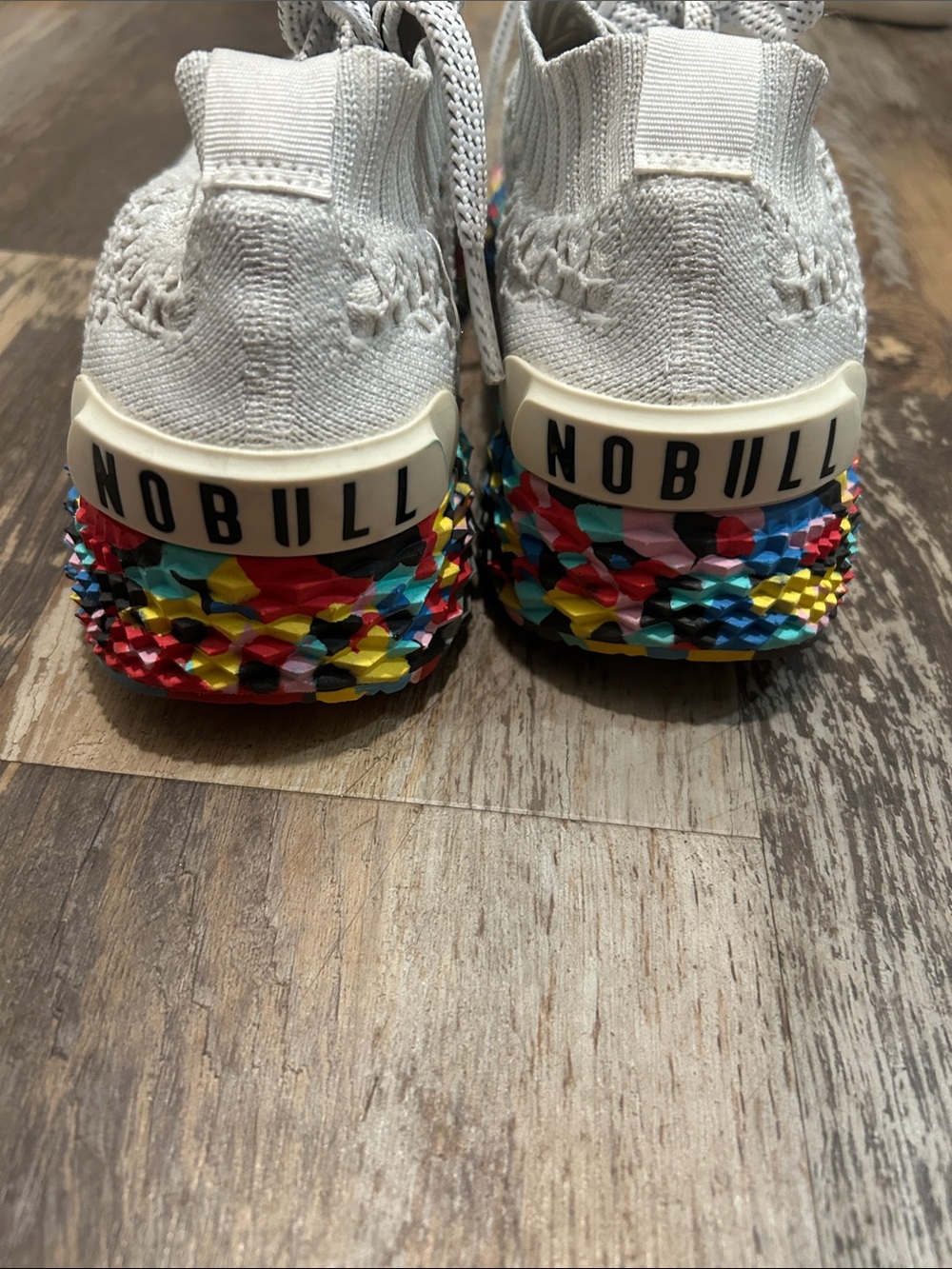 NOBULL White Knit Sneakers with Multicolor Accent - Picture 3 of 4
